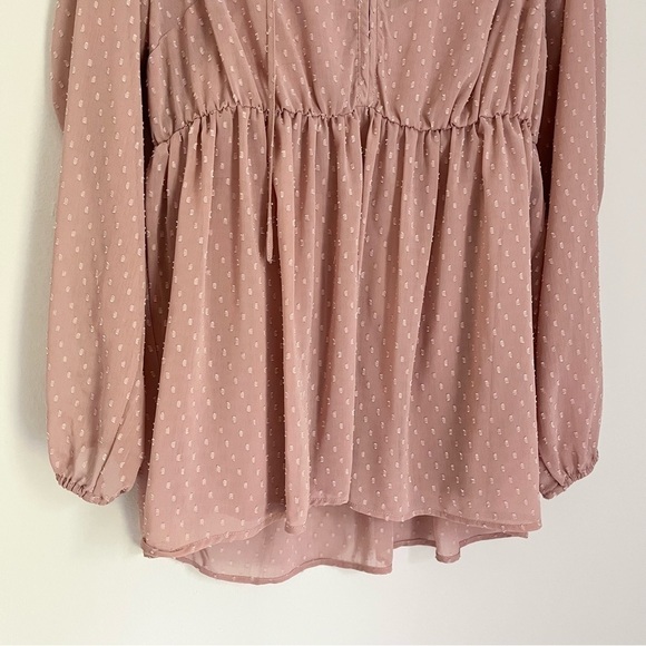 Torrid Women’s Clop Dot Tie Babydoll Top‎ in Blush Pink Size Large 12-14 - Picture 10 of 12